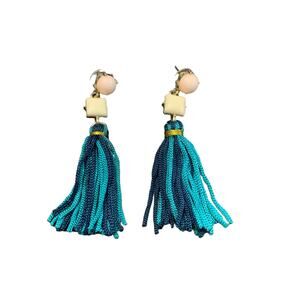 Teal Fringe Earring Plus Bonus Celestial Earrings